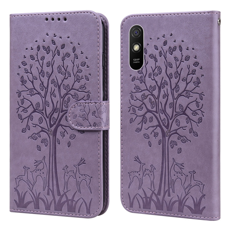 Tree & Deer Pattern Pressed Flip Leather Phone Case, For Xiaomi Redmi Note 11 Pro 4G / 5G, For Xiaomi Redmi Note 9 Pro / Note 9 Pro Max, For Xiaomi Redmi 9A, For Xiaomi Poco C3 / Redmi 9C