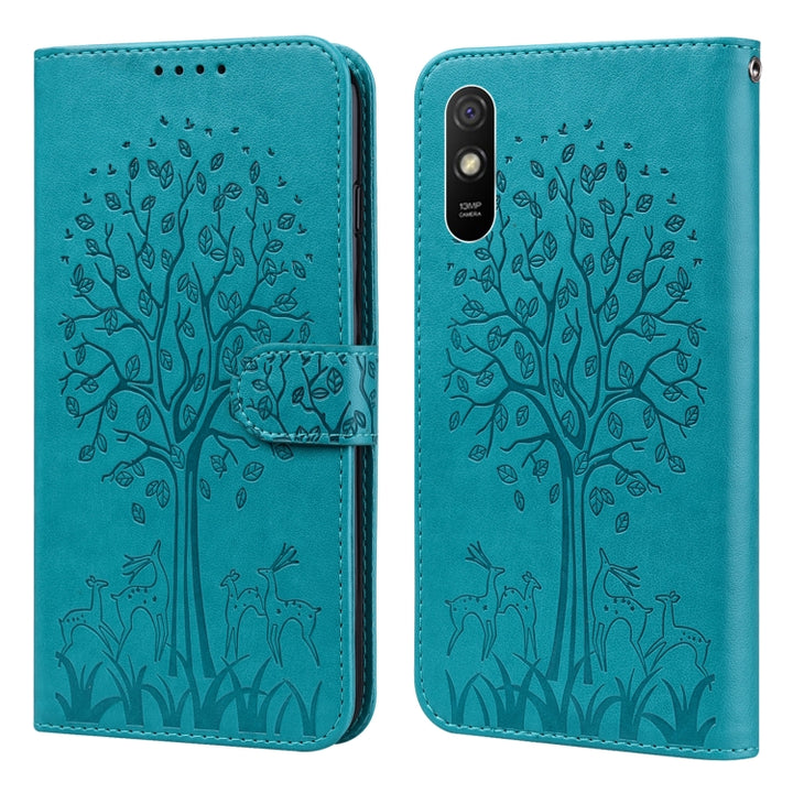 Tree & Deer Pattern Pressed Flip Leather Phone Case, For Xiaomi Redmi Note 11 Pro 4G / 5G, For Xiaomi Redmi Note 9 Pro / Note 9 Pro Max, For Xiaomi Redmi 9A, For Xiaomi Poco C3 / Redmi 9C