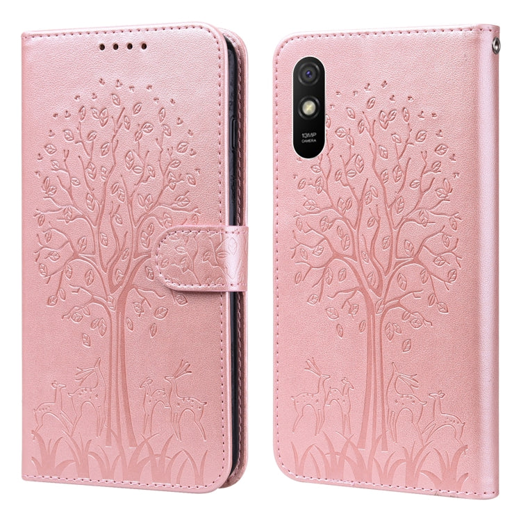 Tree & Deer Pattern Pressed Flip Leather Phone Case, For Xiaomi Redmi Note 11 Pro 4G / 5G, For Xiaomi Redmi Note 9 Pro / Note 9 Pro Max, For Xiaomi Redmi 9A, For Xiaomi Poco C3 / Redmi 9C