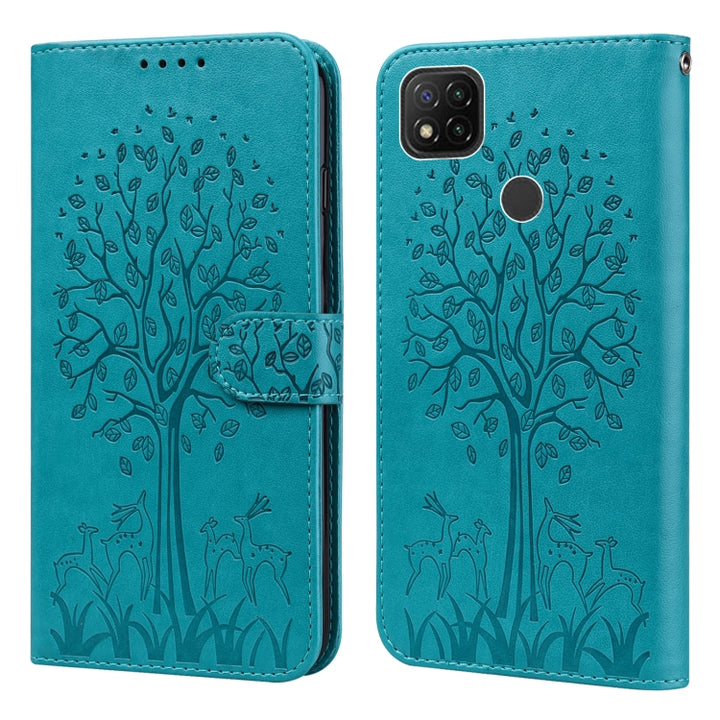 Tree & Deer Pattern Pressed Flip Leather Phone Case, For Xiaomi Redmi Note 11 Pro 4G / 5G, For Xiaomi Redmi Note 9 Pro / Note 9 Pro Max, For Xiaomi Redmi 9A, For Xiaomi Poco C3 / Redmi 9C