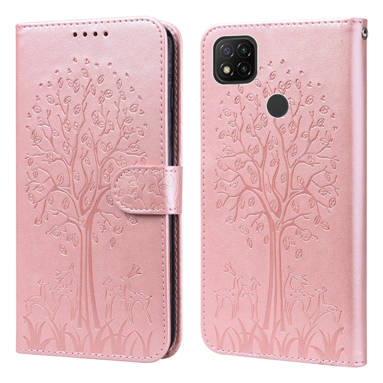 Tree & Deer Pattern Pressed Flip Leather Phone Case, For Xiaomi Redmi Note 11 Pro 4G / 5G, For Xiaomi Redmi Note 9 Pro / Note 9 Pro Max, For Xiaomi Redmi 9A, For Xiaomi Poco C3 / Redmi 9C