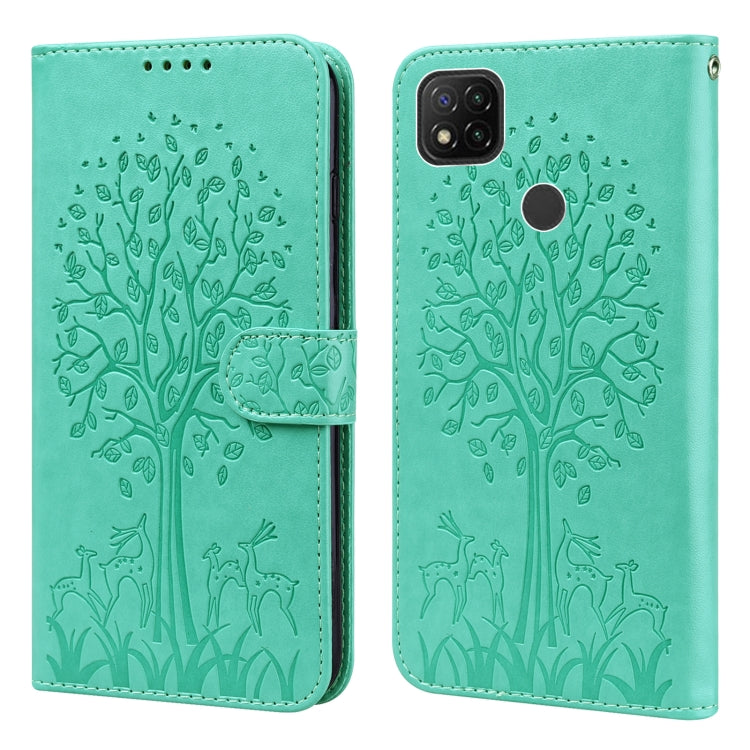 Tree & Deer Pattern Pressed Flip Leather Phone Case, For Xiaomi Redmi Note 11 Pro 4G / 5G, For Xiaomi Redmi Note 9 Pro / Note 9 Pro Max, For Xiaomi Redmi 9A, For Xiaomi Poco C3 / Redmi 9C