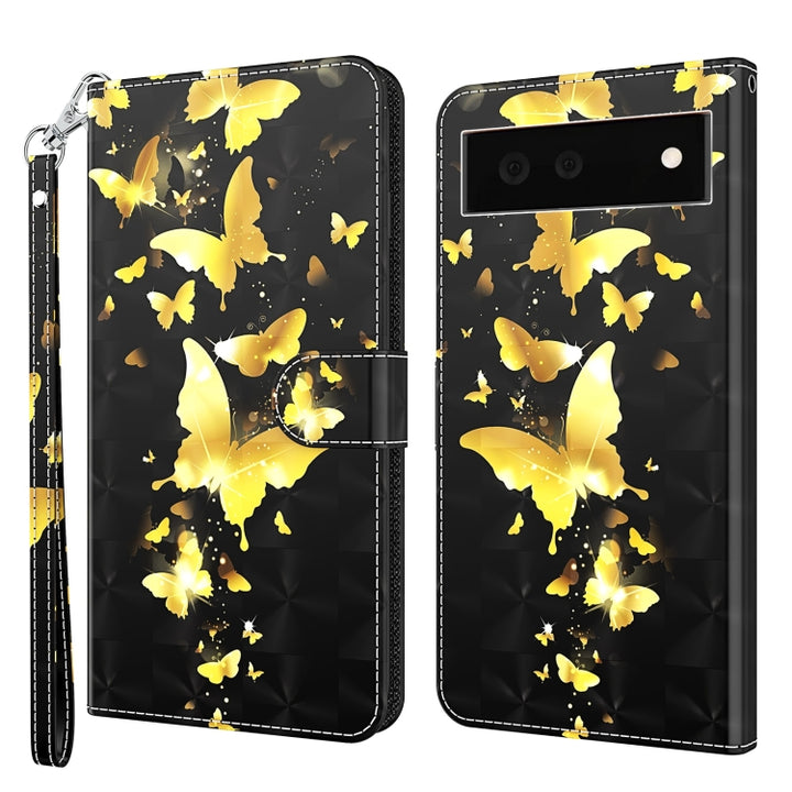 3D Painting Pattern TPU + PU Leather Phone Case, For Google Pixel 5a 5G, For Google Pixel 6, For Google Pixel 6 Pro