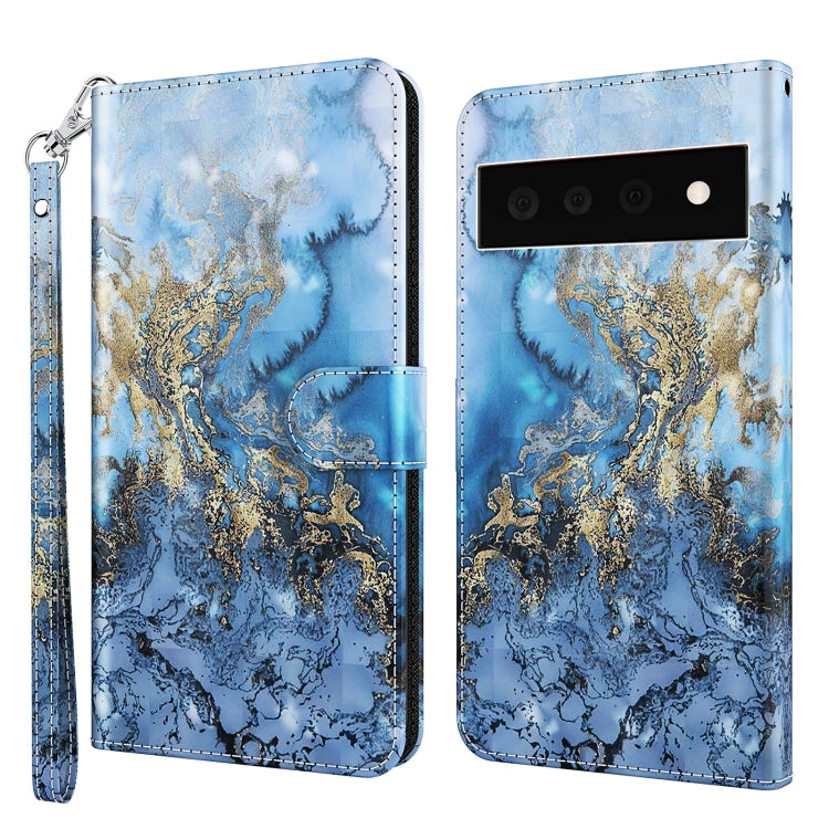 3D Painting Pattern TPU + PU Leather Phone Case, For Google Pixel 5a 5G, For Google Pixel 6, For Google Pixel 6 Pro