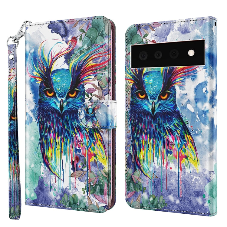 3D Painting Pattern TPU + PU Leather Phone Case, For Google Pixel 5a 5G, For Google Pixel 6, For Google Pixel 6 Pro