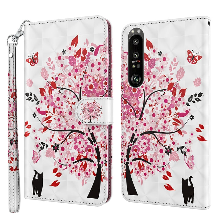 3D Painting Pattern TPU + PU Leather Phone Case, For Sony Xperia 1 II, For Sony Xperia 1 III, For Sony Xperia 5 II