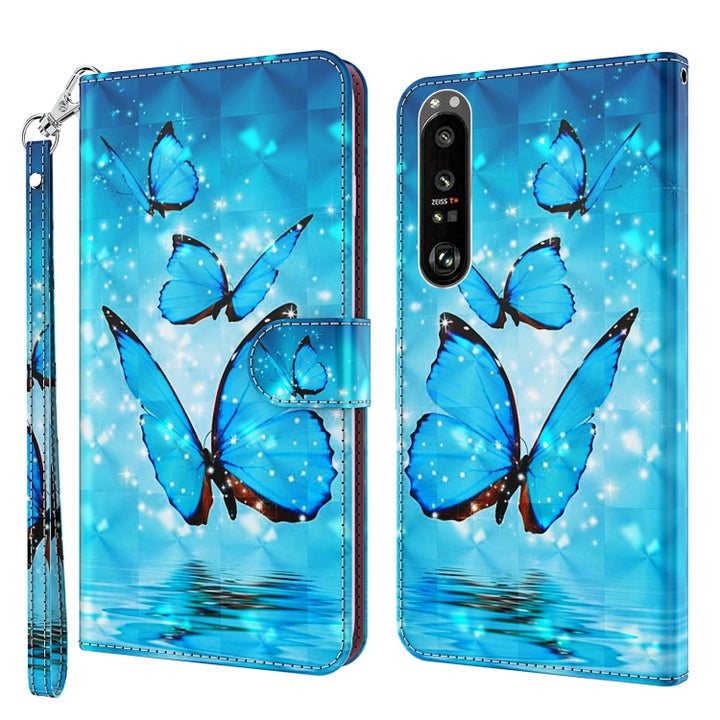 3D Painting Pattern TPU + PU Leather Phone Case, For Sony Xperia 1 II, For Sony Xperia 1 III, For Sony Xperia 5 II