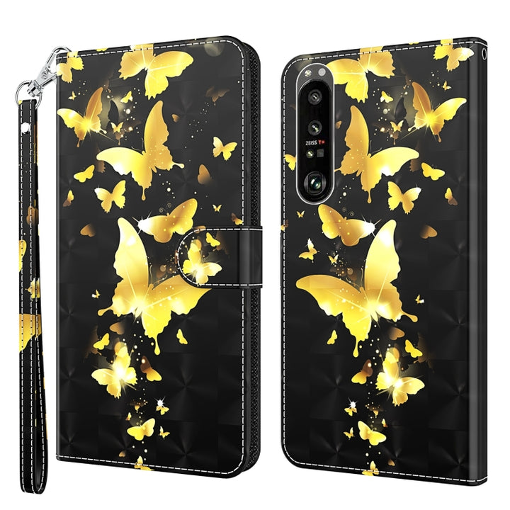 3D Painting Pattern TPU + PU Leather Phone Case, For Sony Xperia 1 II, For Sony Xperia 1 III, For Sony Xperia 5 II