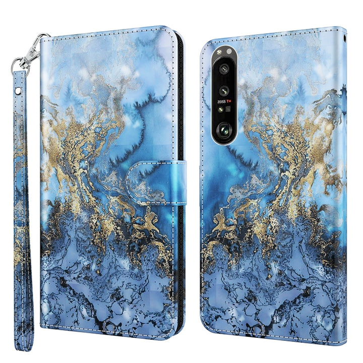 3D Painting Pattern TPU + PU Leather Phone Case, For Sony Xperia 1 II, For Sony Xperia 1 III, For Sony Xperia 5 II