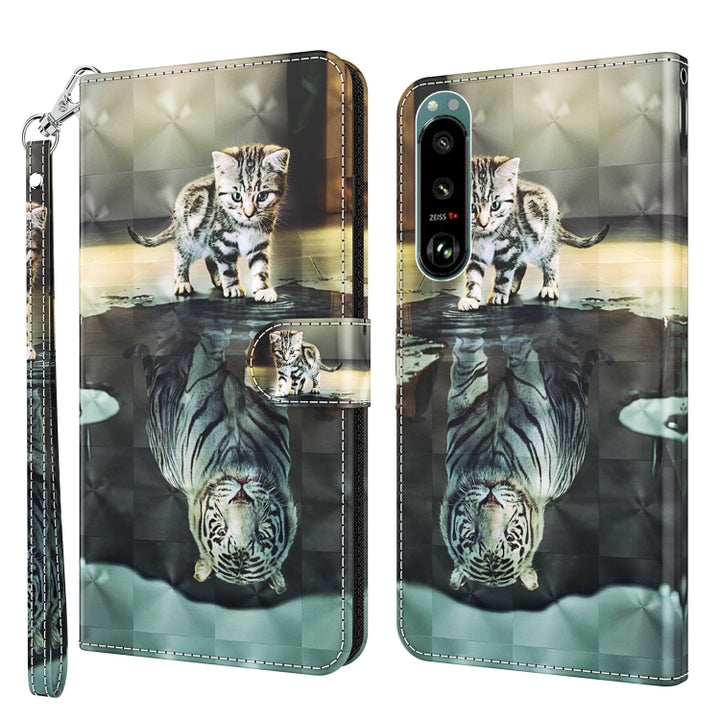 3D Painting Pattern TPU + PU Leather Phone Case, For Sony Xperia 5 III, For Sony Xperia 10 II, For Sony Xperia 10 III