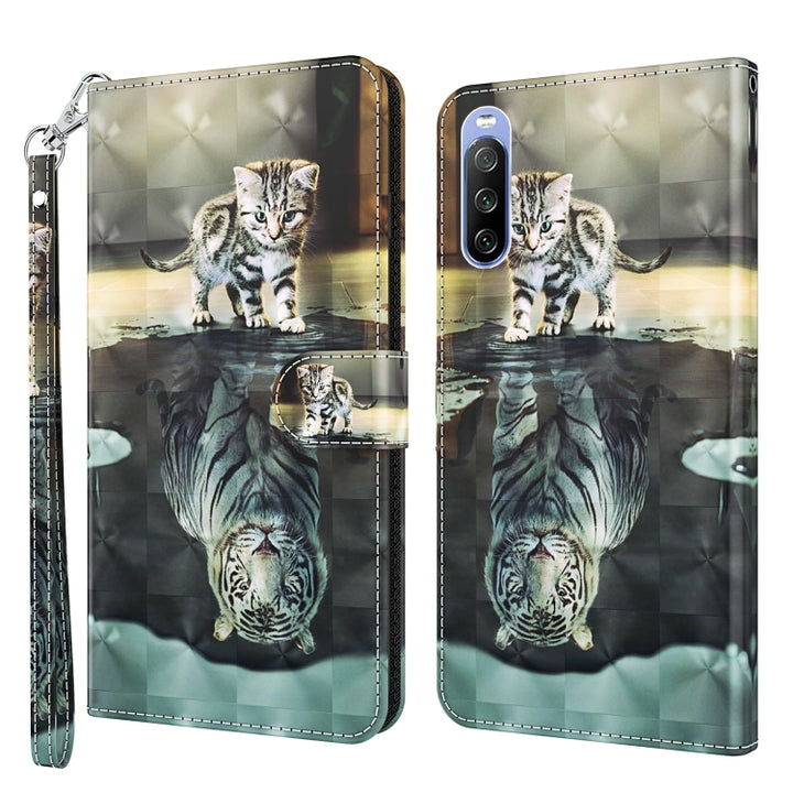 3D Painting Pattern TPU + PU Leather Phone Case, For Sony Xperia 5 III, For Sony Xperia 10 II, For Sony Xperia 10 III