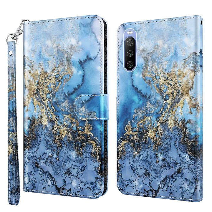 3D Painting Pattern TPU + PU Leather Phone Case, For Sony Xperia 5 III, For Sony Xperia 10 II, For Sony Xperia 10 III