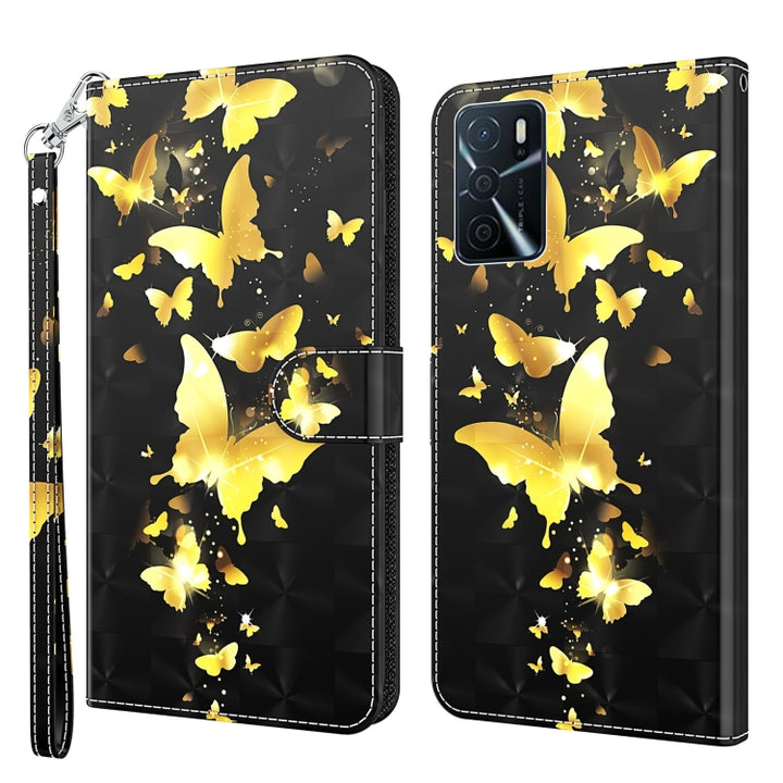 3D Painting Pattern TPU + PU Leather Phone Case, For OPPO A16 / A54 5G