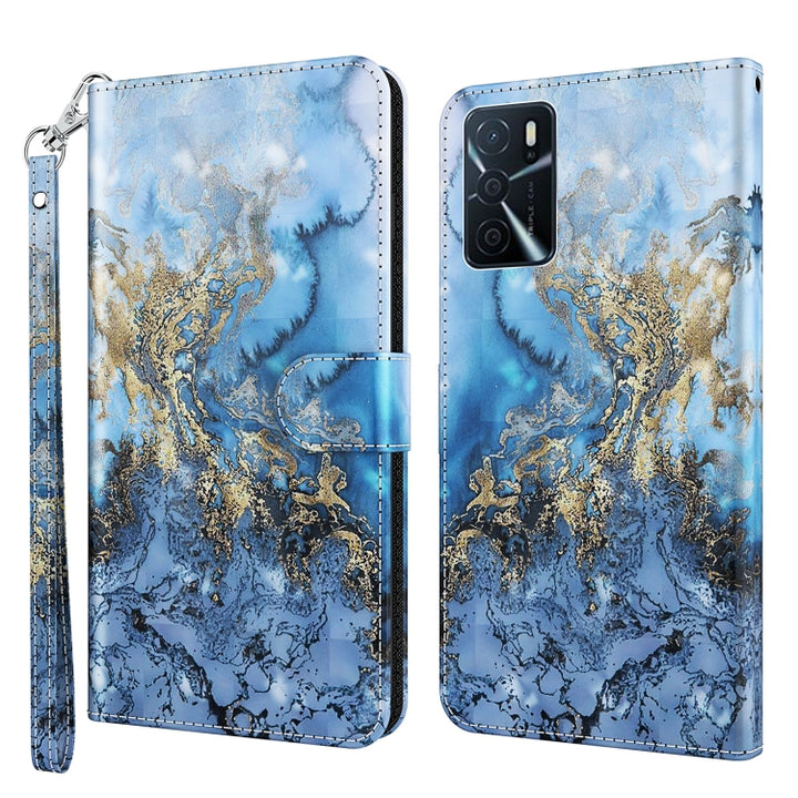 3D Painting Pattern TPU + PU Leather Phone Case, For OPPO A16 / A54 5G