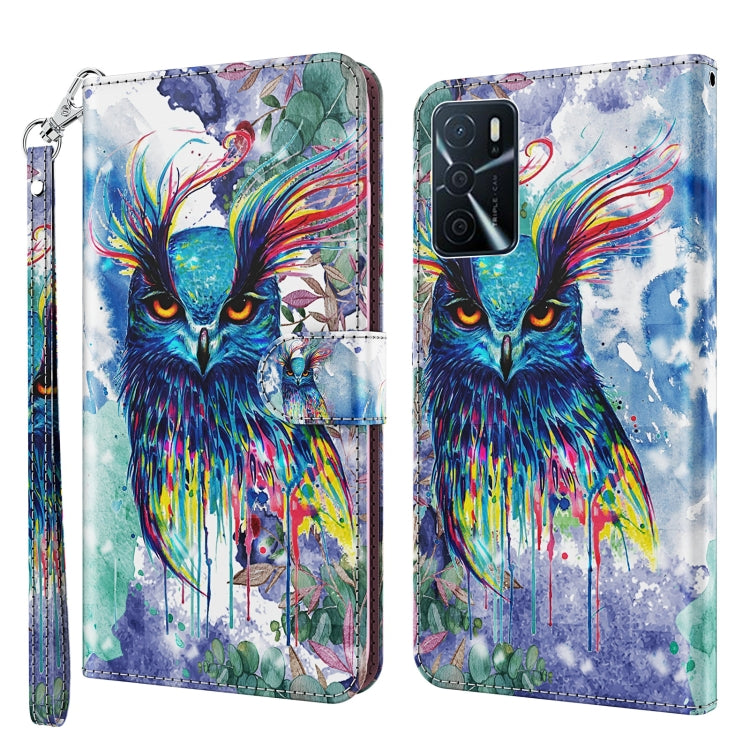 3D Painting Pattern TPU + PU Leather Phone Case, For OPPO A16 / A54 5G