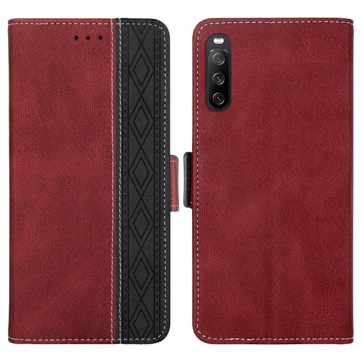 Stitching Side-Magnetic RFID Leather Phone Case, For Sony Xperia 10 III