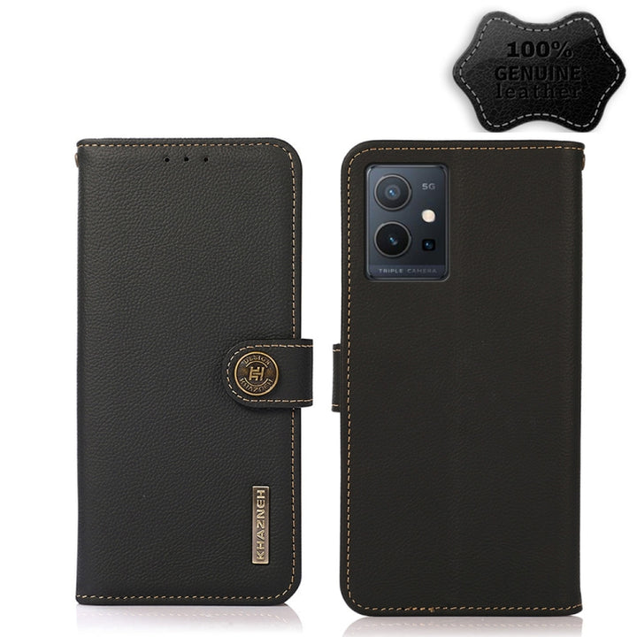 KHAZNEH Custer Genuine Leather RFID Phone Case, For vivo Y75 5G, For Sony Xperia 1 IV