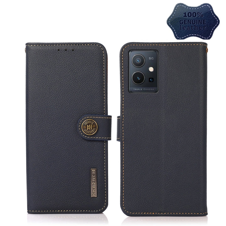 KHAZNEH Custer Genuine Leather RFID Phone Case, For vivo Y75 5G, For Sony Xperia 1 IV