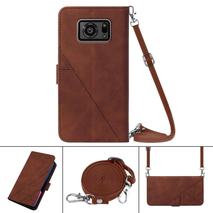 Crossbody 3D Embossed Flip Leather Phone Case, For Sharp Aquos R6, For Sony Xperia 1 III, For Sony Xperia 5 III, For Sony Xperia 10 III, For Sony Xperia L4