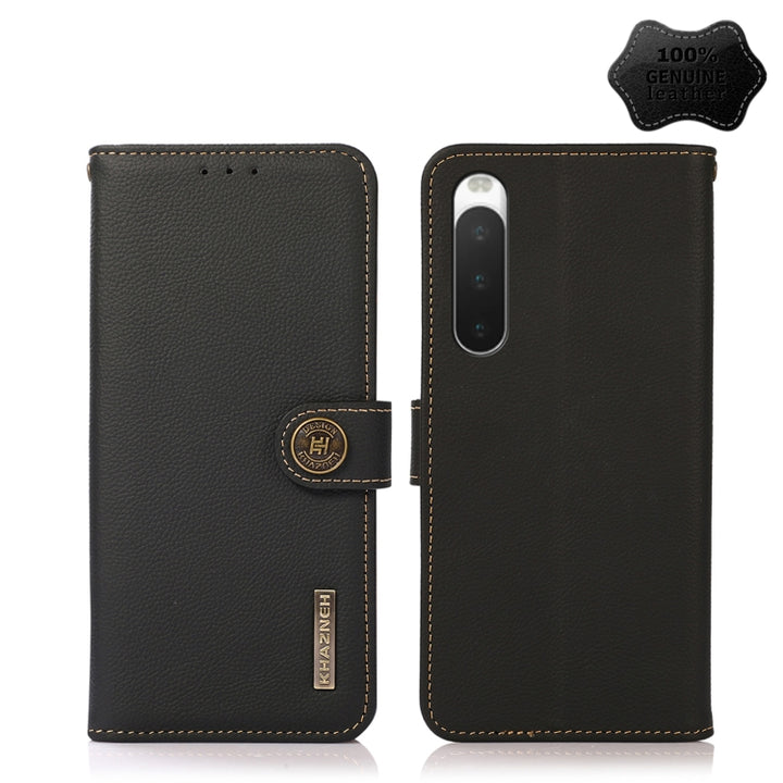 KHAZNEH Custer Genuine Leather RFID Phone Case, For Sony Xperia 10 IV, For Xiaomi Redmi Note 11E / Redmi 10 5G