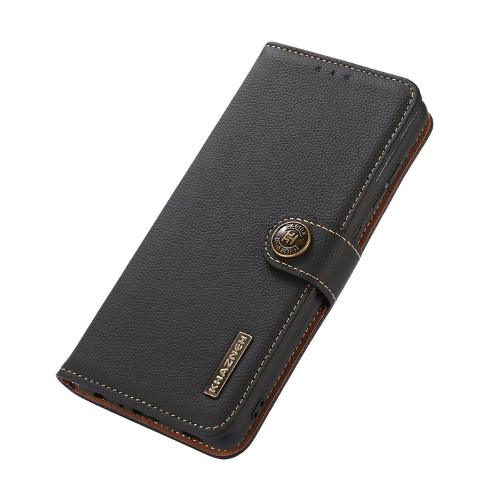 KHAZNEH Custer Genuine Leather RFID Phone Case, For Sony Xperia 10 IV, For Xiaomi Redmi Note 11E / Redmi 10 5G