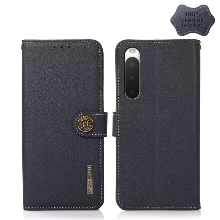 KHAZNEH Custer Genuine Leather RFID Phone Case, For Sony Xperia 10 IV, For Xiaomi Redmi Note 11E / Redmi 10 5G