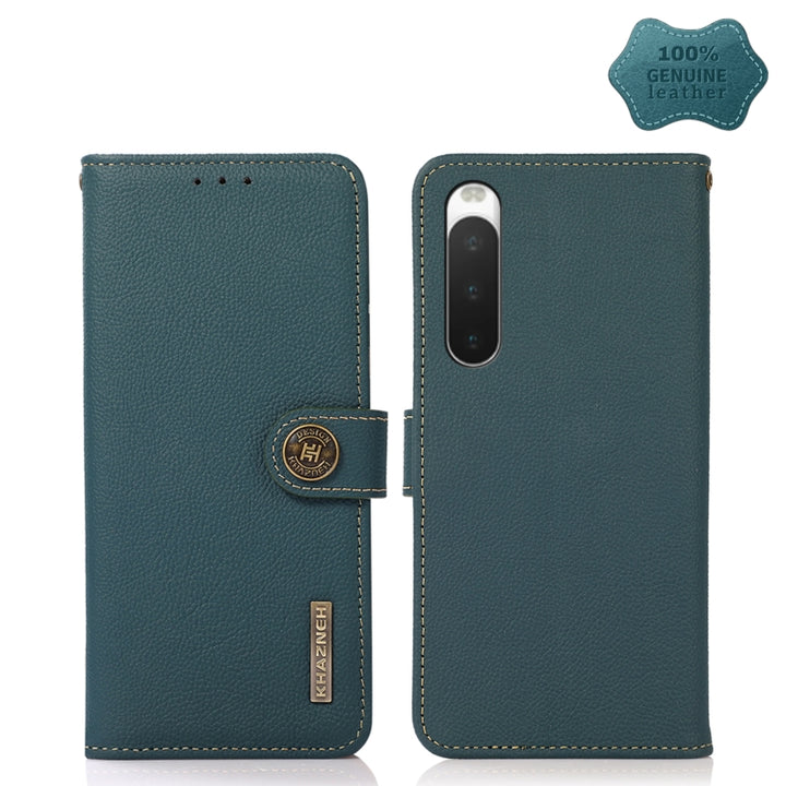 KHAZNEH Custer Genuine Leather RFID Phone Case, For Sony Xperia 10 IV, For Xiaomi Redmi Note 11E / Redmi 10 5G