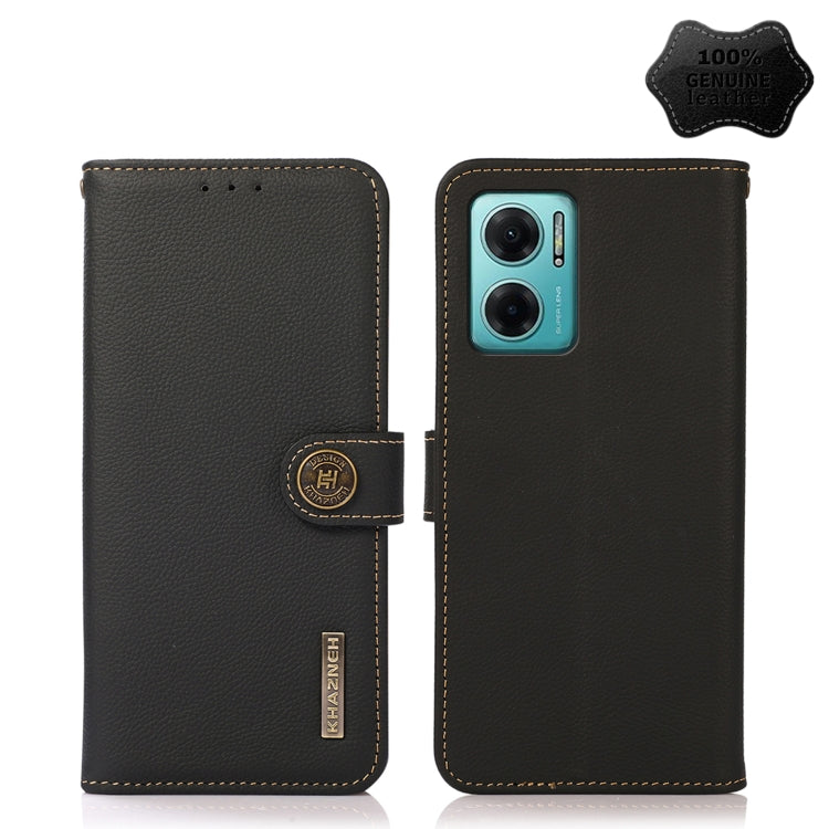 KHAZNEH Custer Genuine Leather RFID Phone Case, For Sony Xperia 10 IV, For Xiaomi Redmi Note 11E / Redmi 10 5G