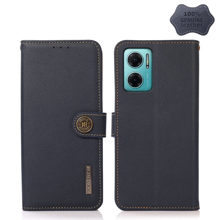 KHAZNEH Custer Genuine Leather RFID Phone Case, For Sony Xperia 10 IV, For Xiaomi Redmi Note 11E / Redmi 10 5G