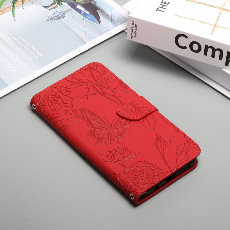 Skin Feel Butterfly Peony Embossed Leather Phone Case, For Google Pixel 6, For Google Pixel 6 Pro, For Google Pixel 6a, For Google Pixel 7 5G, For Google Pixel 7 Pro 5G, For Fujitsu Arrows F-52B