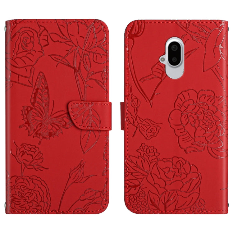 Skin Feel Butterfly Peony Embossed Leather Phone Case, For Google Pixel 6, For Google Pixel 6 Pro, For Google Pixel 6a, For Google Pixel 7 5G, For Google Pixel 7 Pro 5G, For Fujitsu Arrows F-52B