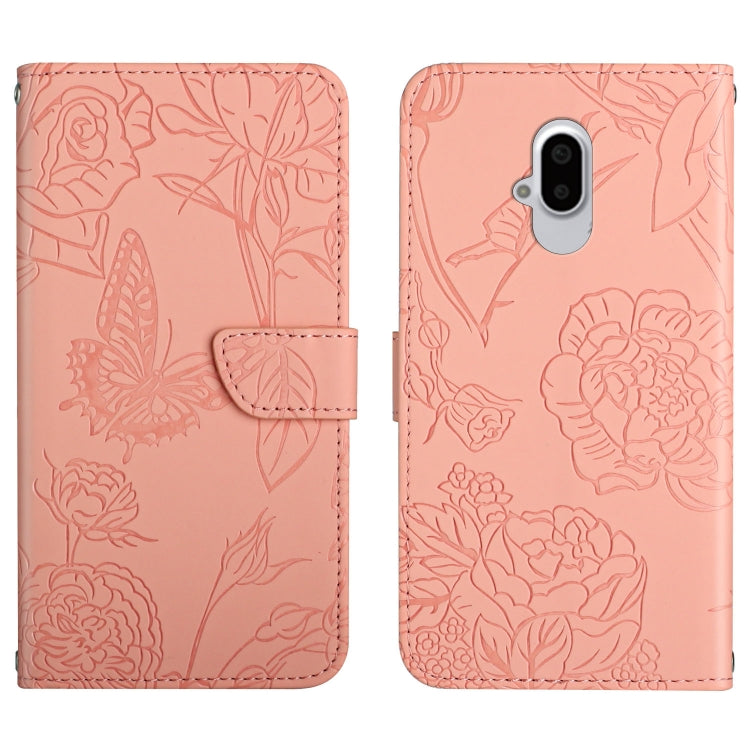 Skin Feel Butterfly Peony Embossed Leather Phone Case, For Google Pixel 6, For Google Pixel 6 Pro, For Google Pixel 6a, For Google Pixel 7 5G, For Google Pixel 7 Pro 5G, For Fujitsu Arrows F-52B