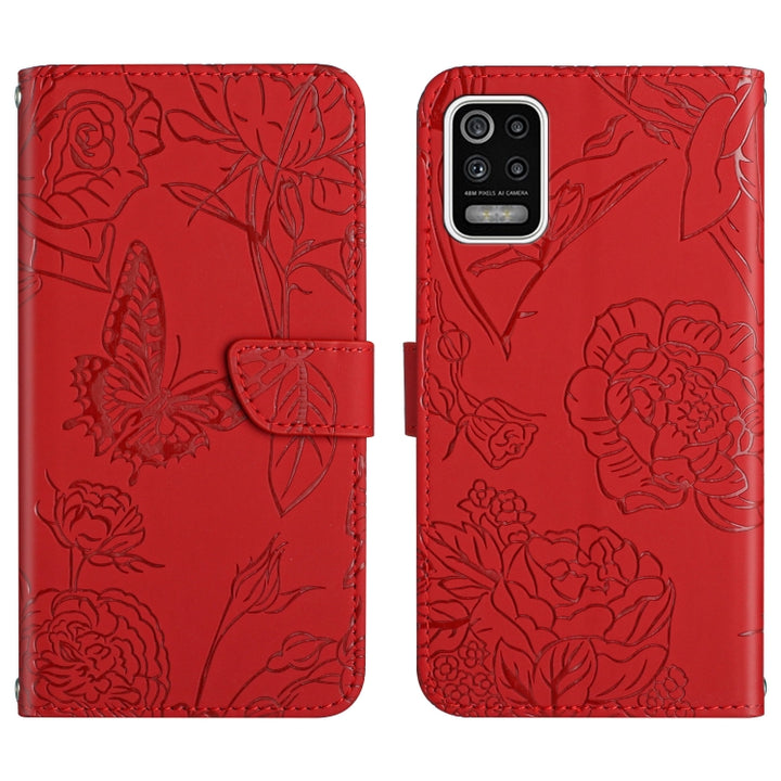 Skin Feel Butterfly Peony Embossed Leather Phone Case, For LG K22, For LG K42, For LG K52, For LG Velvet 2 Pro, For Sony Xperia 1 III, For Sony Xperia 1 IV