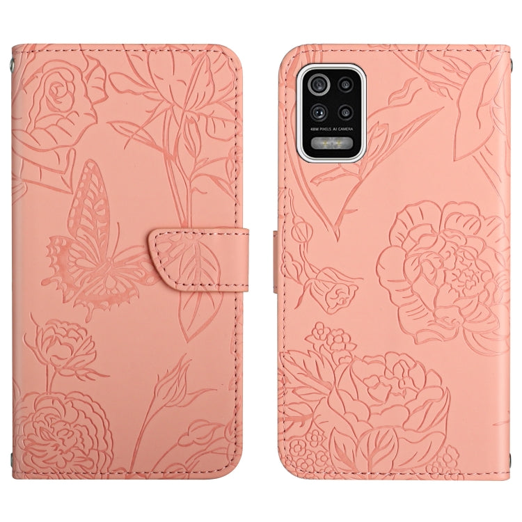 Skin Feel Butterfly Peony Embossed Leather Phone Case, For LG K22, For LG K42, For LG K52, For LG Velvet 2 Pro, For Sony Xperia 1 III, For Sony Xperia 1 IV