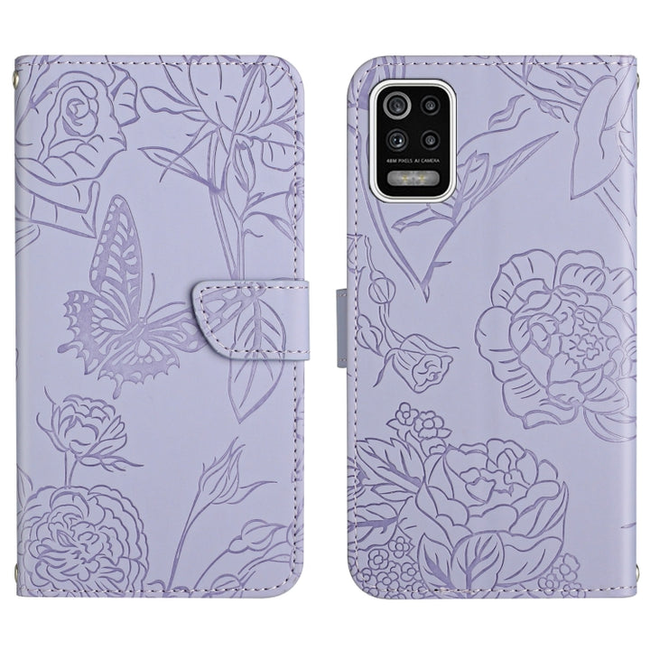 Skin Feel Butterfly Peony Embossed Leather Phone Case, For LG K22, For LG K42, For LG K52, For LG Velvet 2 Pro, For Sony Xperia 1 III, For Sony Xperia 1 IV