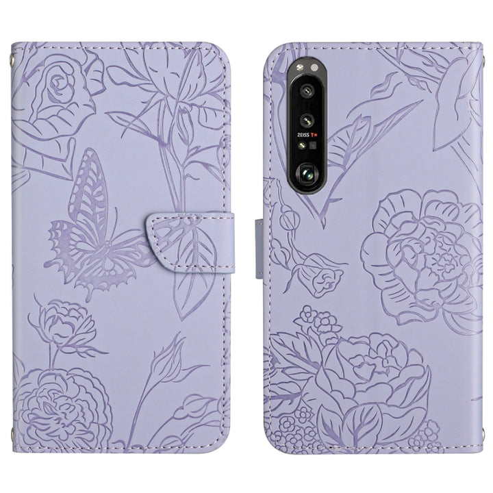 Skin Feel Butterfly Peony Embossed Leather Phone Case, For LG K22, For LG K42, For LG K52, For LG Velvet 2 Pro, For Sony Xperia 1 III, For Sony Xperia 1 IV