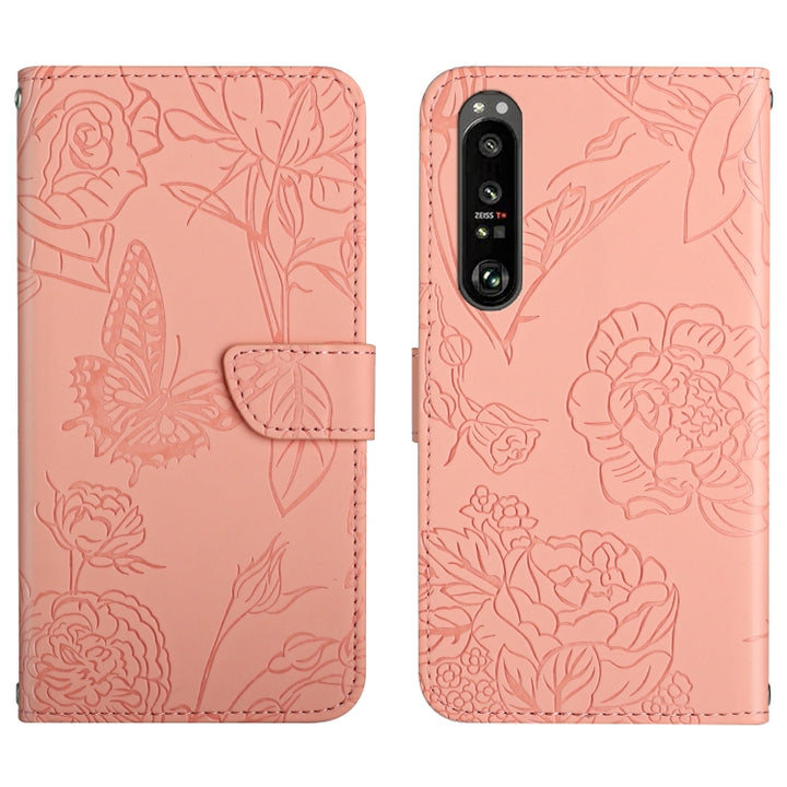 Skin Feel Butterfly Peony Embossed Leather Phone Case, For LG K22, For LG K42, For LG K52, For LG Velvet 2 Pro, For Sony Xperia 1 III, For Sony Xperia 1 IV