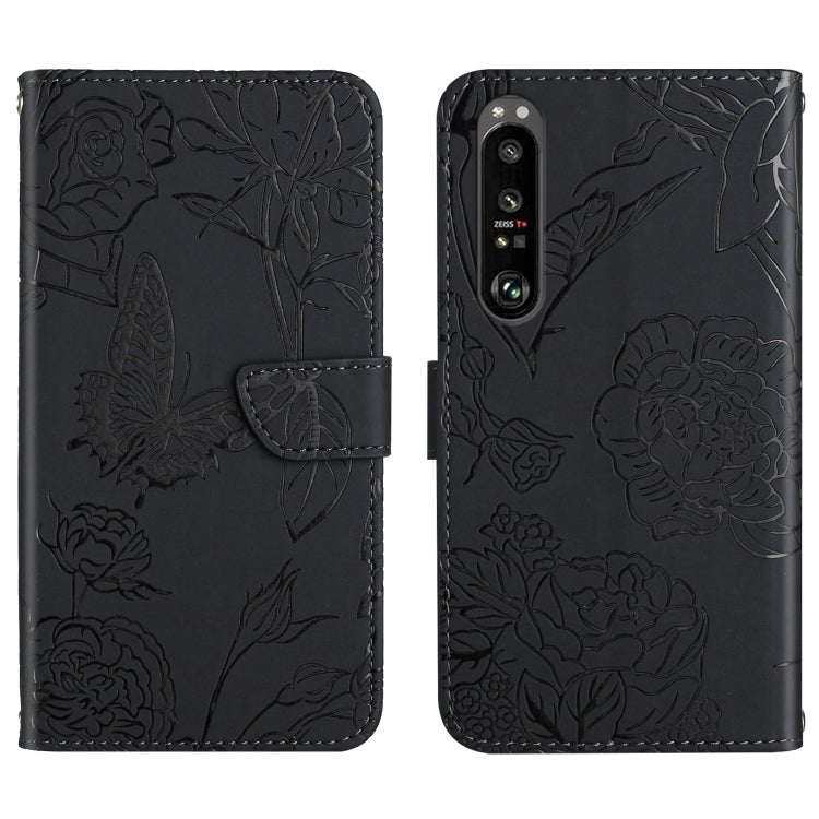 Skin Feel Butterfly Peony Embossed Leather Phone Case, For LG K22, For LG K42, For LG K52, For LG Velvet 2 Pro, For Sony Xperia 1 III, For Sony Xperia 1 IV