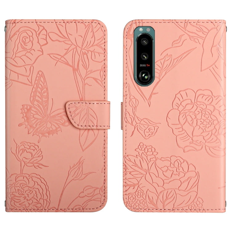 Skin Feel Butterfly Peony Embossed Leather Phone Case, For Sony Xperia 5 III, For Sony Xperia 10 III, For Sony Xperia 10 IV, For Sony Xperia ACE II, For Sony Xperia Pro-I