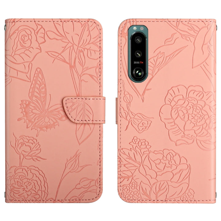 Skin Feel Butterfly Peony Embossed Leather Phone Case, For Sony Xperia 5 III, For Sony Xperia 10 III, For Sony Xperia 10 IV, For Sony Xperia ACE II, For Sony Xperia Pro-I