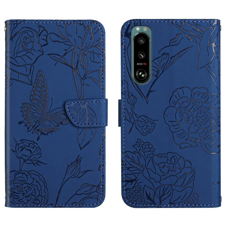 Skin Feel Butterfly Peony Embossed Leather Phone Case, For Sony Xperia 5 III, For Sony Xperia 10 III, For Sony Xperia 10 IV, For Sony Xperia ACE II, For Sony Xperia Pro-I