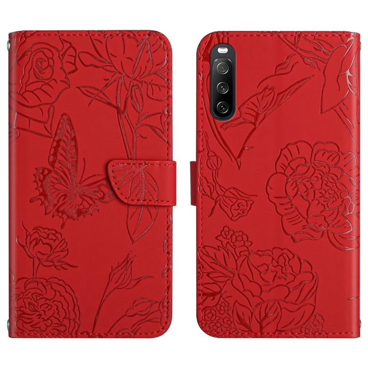 Skin Feel Butterfly Peony Embossed Leather Phone Case, For Sony Xperia 5 III, For Sony Xperia 10 III, For Sony Xperia 10 IV, For Sony Xperia ACE II, For Sony Xperia Pro-I