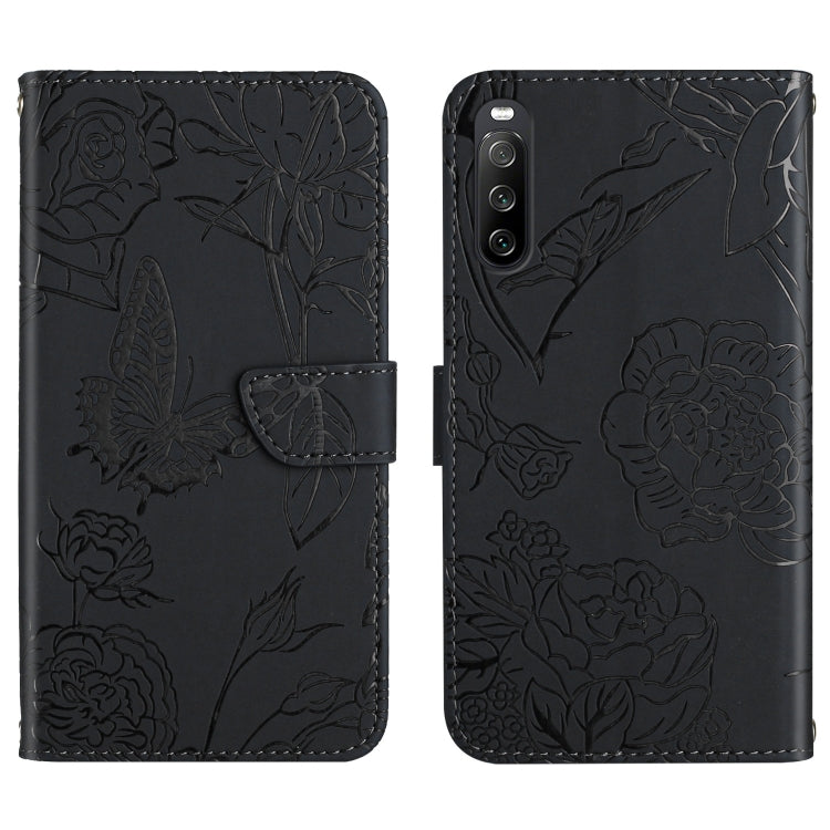 Skin Feel Butterfly Peony Embossed Leather Phone Case, For Sony Xperia 5 III, For Sony Xperia 10 III, For Sony Xperia 10 IV, For Sony Xperia ACE II, For Sony Xperia Pro-I