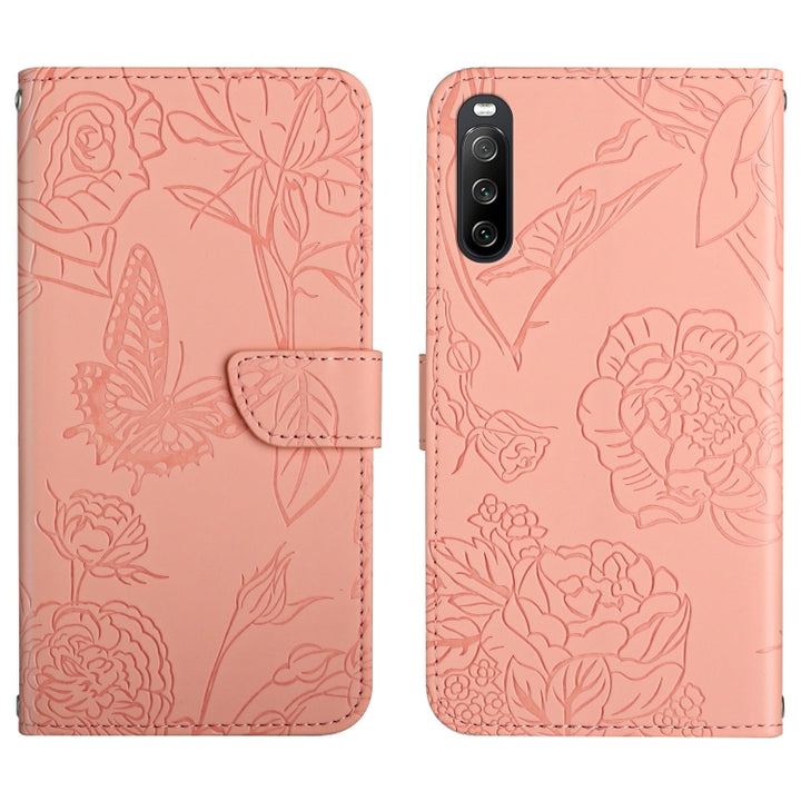 Skin Feel Butterfly Peony Embossed Leather Phone Case, For Sony Xperia 5 III, For Sony Xperia 10 III, For Sony Xperia 10 IV, For Sony Xperia ACE II, For Sony Xperia Pro-I