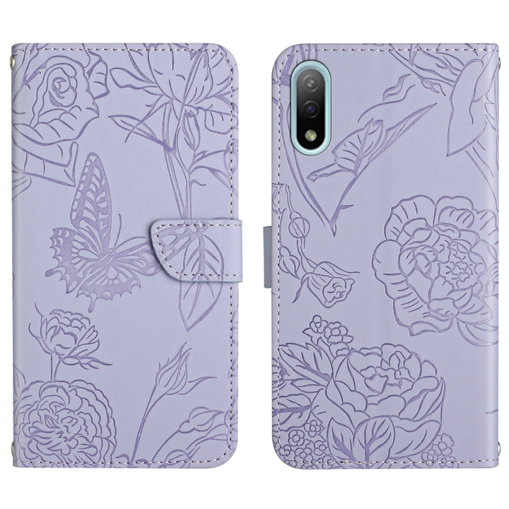 Skin Feel Butterfly Peony Embossed Leather Phone Case, For Sony Xperia 5 III, For Sony Xperia 10 III, For Sony Xperia 10 IV, For Sony Xperia ACE II, For Sony Xperia Pro-I