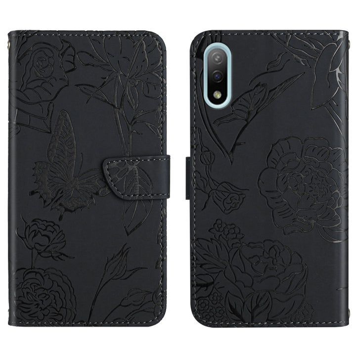 Skin Feel Butterfly Peony Embossed Leather Phone Case, For Sony Xperia 5 III, For Sony Xperia 10 III, For Sony Xperia 10 IV, For Sony Xperia ACE II, For Sony Xperia Pro-I