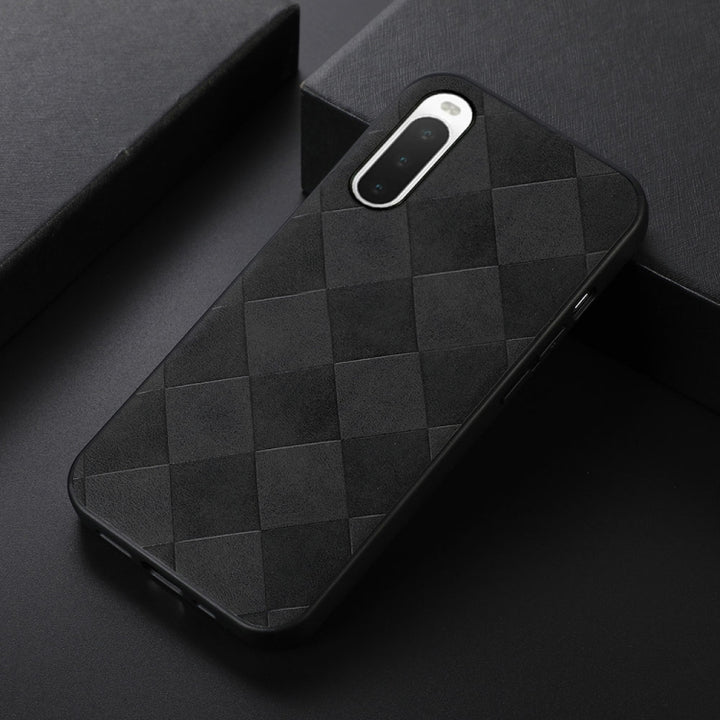 Weave Plaid PU Phone Case, For Sony Xperia 10 IV, For Sony Xperia Ace III