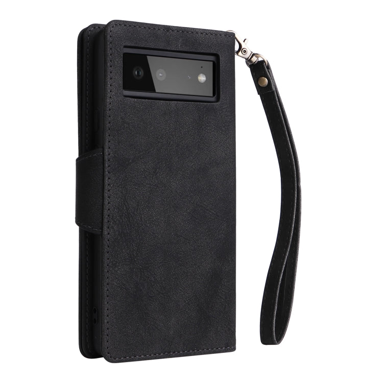 Rivet Buckle 9 Cards Three Fold Leather Phone Case, For Google Pixel 6, For Google Pixel 6 Pro