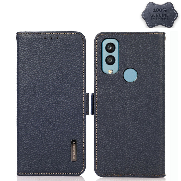 KHAZNEH Side-Magnetic Litchi Genuine Leather RFID Phone Case, For Xiaomi Redmi 10A, For Sony Xperia Ace III, For Kyocera Android One S9, For Samsung Galaxy F23 / M23