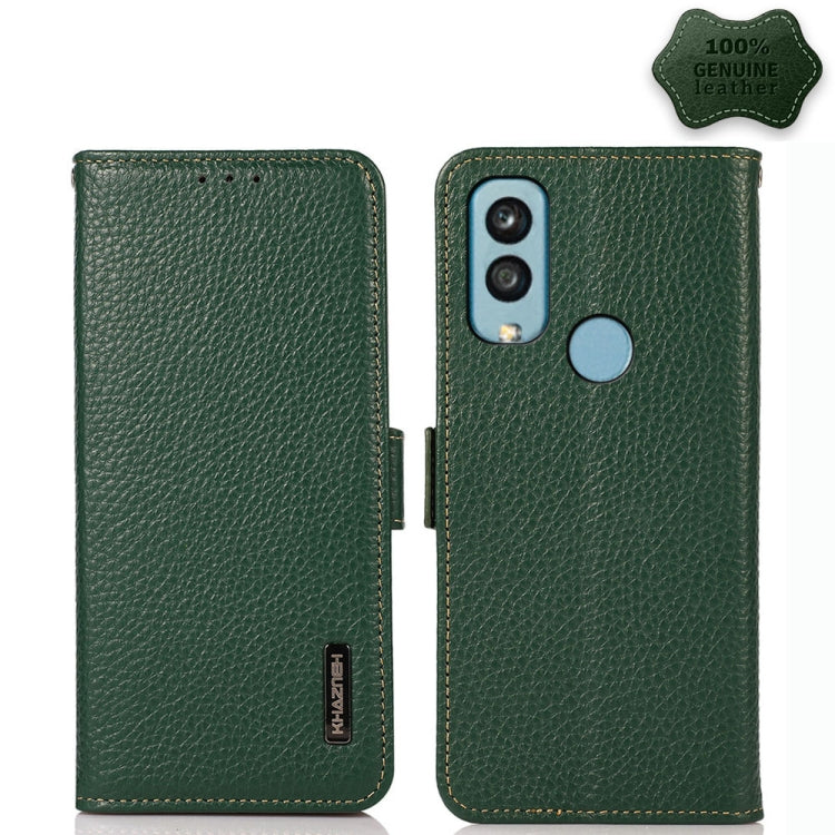 KHAZNEH Side-Magnetic Litchi Genuine Leather RFID Phone Case, For Xiaomi Redmi 10A, For Sony Xperia Ace III, For Kyocera Android One S9, For Samsung Galaxy F23 / M23